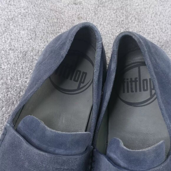 Fitflop Loafers Mens 11 Slip On Shoes Blue Suede Comfort Shoe Casual - Picture 9 of 10